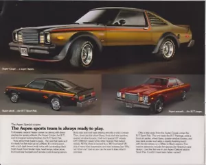 NOS 1978 DODGE ASPEN Sales Brochure R/T Sport Pak Super Coupe 318 E58 360 Mopar - Picture 1 of 2