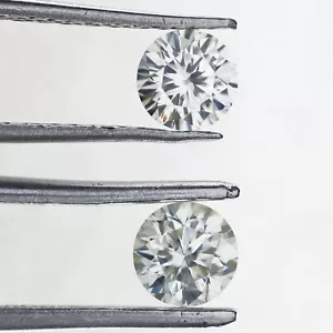 2 PCS WHITE MOISSANITE LOOSE ROUND DIAMONDS - Picture 1 of 24