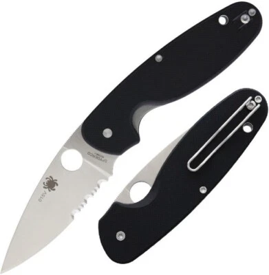 Cuchillo Plegable Spyderco Énfasis 3.63" 8Cr13MoV Parte Acero Hoja Dentada G10 Foto 1 de 3