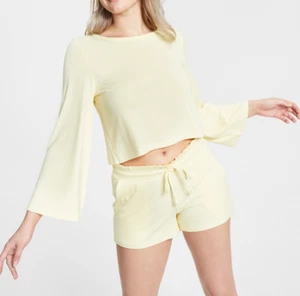 Jenni Women's Plus Size 1X Long Sleeve Lounge Top in Summer Pastel Yellow, NWT - Picture 1 of 1