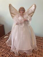 BEAUTIFUL CHRISTMAS FAIRY CHRISTMAS ANGEL TREE TOPPER VINTAGE? WINTER WHITE GOLD