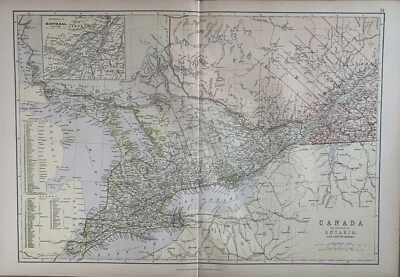 1882 Ontario & West Quebec Original Antique Map by Edward Weller - Image 1 of 3