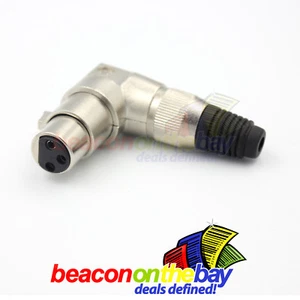 Heavy Duty Right Angle 3 PIN XLR Connector Female Plug 90 Degree Mic Cable Jack - Picture 1 of 3
