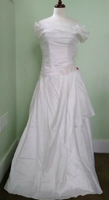  Hermoso vestido de novia de tafetán marfil para mujer JJ'S HOUSE nuevo con etiquetas talla 8 Foto 1 de 4