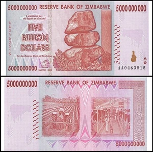 Zimbabwe 5 Billion Dollars 2008 Banknote UNC Uncirculated AA+ P-84 - Picture 1 of 1