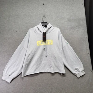 Levi's Women Sweatshirt 2X Blue Cropped Hoodie Logo Pullover NWT - Picture 1 of 11