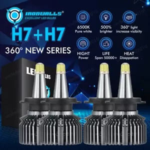 4Pcs 8-sides H7 LED Headlight Combo Bulbs Kit High + Low Beam 6500K Super Bright - Bild 1 von 12