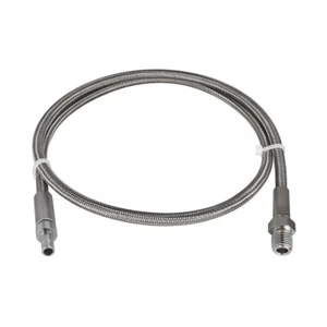 FITOK PTFE-Lined SS Braided Hose 1/4" Tube Adapter x Male NPT 316 SS 12" Long - Picture 1 of 5