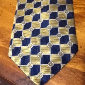 Preswick & Moore Krawatte 100 % importierte Seide gelb & blau geometrisch 4 x 59 - Bild 1 von 4