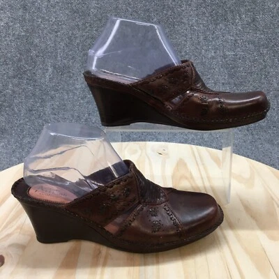 Clarks Zapatos Artesanales Mujer 8.5 M Sin Cordones Mules Cuero Marrón Cuña Informal Foto 1 de 4