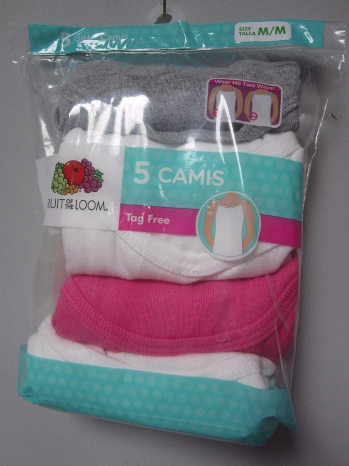 Fruit of The Loom Girls' 5pk Assorted Cami Medium