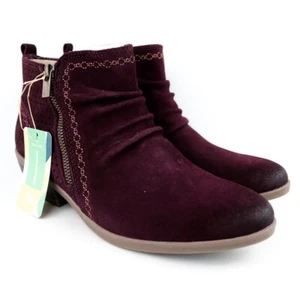 Earth Origins Collette Cheryl Ankle Boot Water Resistant Suede - Burgundy 8.5 - Picture 1 of 12