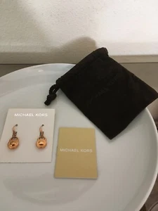Michael Kors Rose Gold Tone MK Pad Lock Drop Earrings - Picture 1 of 4