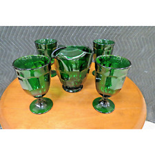 Mosser Glass Pitcher And 4 Glasses - Emerald Green Cambridge, Ohio