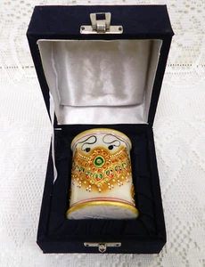VTG Alabaster JEWELED Pen Pencil Holder HINGED BOX Office Desk INDIA Fast Ship - Picture 1 of 15