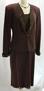 ALBERT NIPON EVENING 3pc OUTFIT SKIRT SUIT sz 6 ELEGANT BEADED JACKET Blazer VTG - Picture 1 of 12