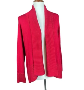 Dress Barn Open Cardigan Sweater Women Size XL Petite Red Drape Casual - Foto 1 di 9