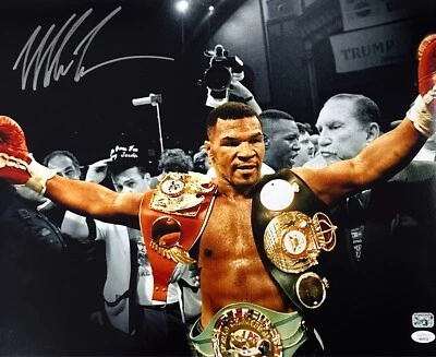 Mike Tyson Signed Autographed 16x20 Photo JSA & Mike Tyson Authentic Belts Sil - Image 1 of 2