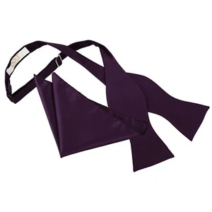 Cadbury lila einfarbig kariert Herren Fliege und Einstecktuch Set zum Selbstbinden von DQT - Bild 1 von 3