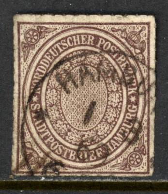 GERMANY-NORTH GERMAN CONFEDERATIO SCOTT 12 1868 REGULAR ISSUE USED F-VF CAT $55! - Image 1 of 2