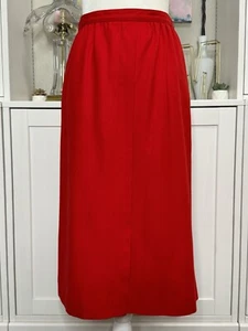 Pendleton Red Wool Skirt Pencil Faux Wrap Size 10 Midi Pockets! - Picture 1 of 10