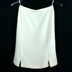 Chanel Boutique Womens Creme Beige Knee Length Pencil Straight Skirt Vintage VTG - Picture 1 of 8