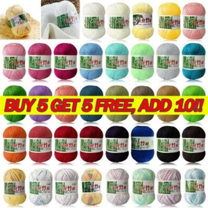 50g Bamboo Cotton Weave Yarn Ball Soft Baby DIY Thread Knitting Crochet lot 6ply - Picture 1 of 48