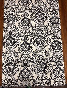Pier 1 Imports Damask Curtains 4 Panels 52" X 96" Black & White Cotton - Picture 1 of 6