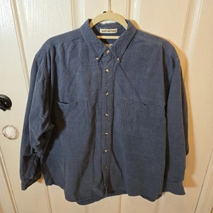 Camicia vintage Eddie Bauer uomo XL blu bainbridge flanella anni 90 colletto con bottoni - Foto 1 di 4