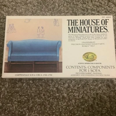 Дом миниатюр Chippendale диван около 1750 #40015 X-Acto запечатанный сумка - Изображение 1 из 2