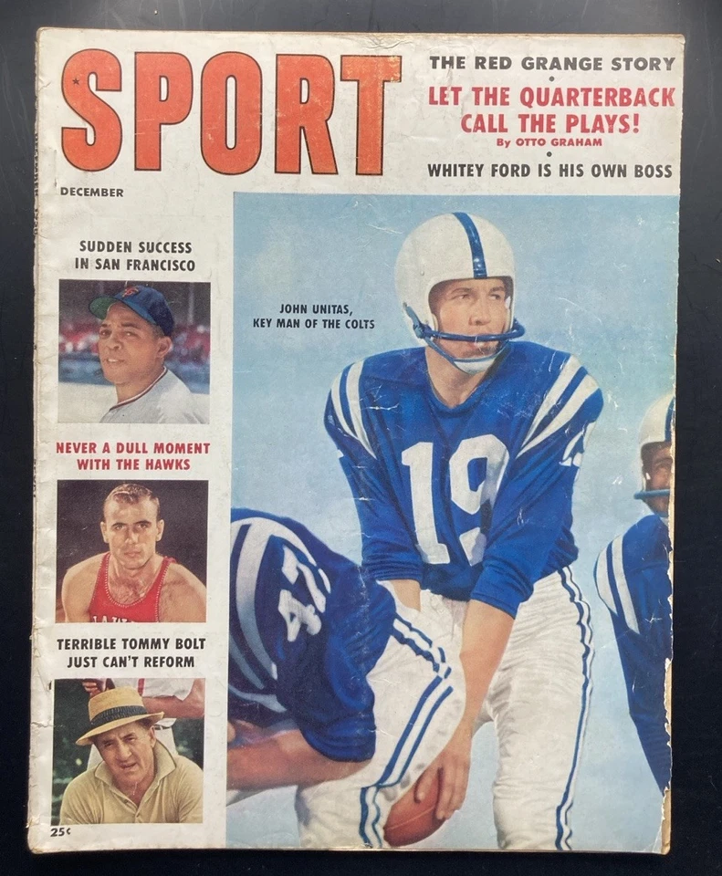 Johnny Unitas SPORT Magazine 1958 Quiosco Sin Etiqueta Baltimore Colts Fútbol Foto 1 de 1