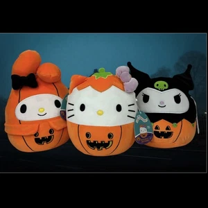 NEW Squishmallows Halloween Sanrio Hello Kitty and Friends SET of 3 Plush 8” - Picture 1 of 11