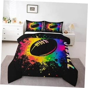 Football Comforter Sets for Kids Boys Girls,Hand Drawn American Twin Multi 09 - Picture 1 of 7