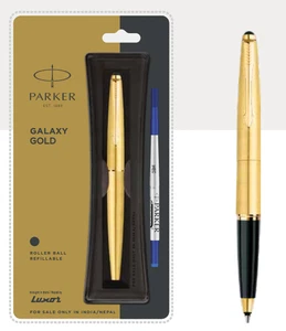 Parker Galaxy Gold Body Roller Ball Pen Gold Trim (Pack Of 5) - Picture 1 of 3