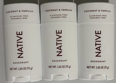Paquete de 3 desodorantes naturales nativos sin aluminio | coco y vainilla Foto 1 de 4