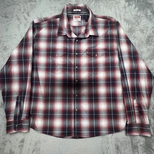 Wrangler Shirt Mens 3XL Red Navy White Plaid Pearl Snap Western Flex Comfort - Picture 1 of 13