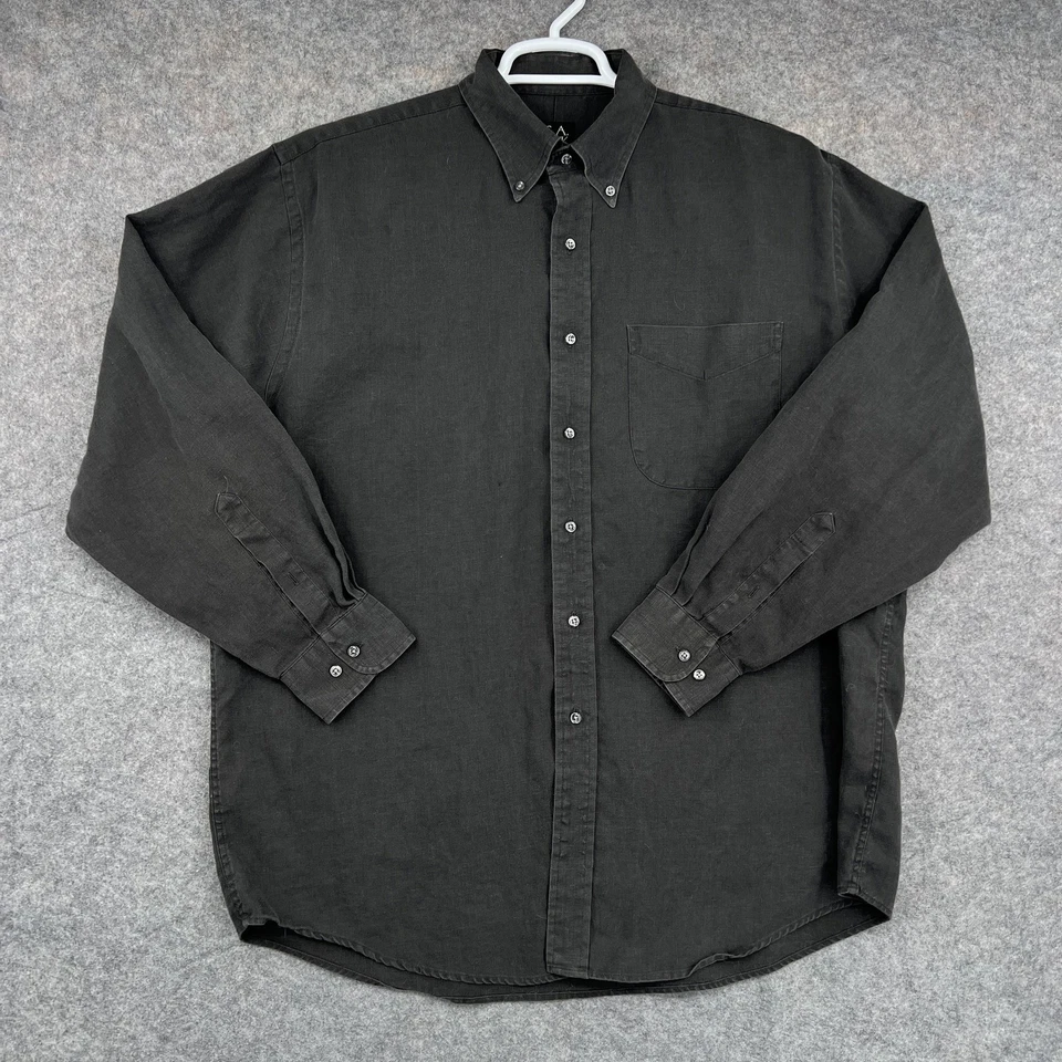 Jos. A. Bank Shirt Mens Large Gray Linen Button Down Long Sleeve Chest Pocket - Image 1 of 4