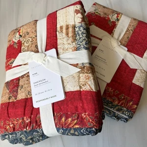 2 NEW Pottery Barn Emerson Reversible KING Quilt Shams - Set Of 2 NEW - 36 x 20 - Picture 1 of 6