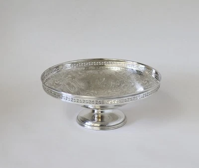 "Pedestal ornamentado enchapado en plata de colección soporte de fruta Barker Ellis 10,5""" Foto 1 de 4