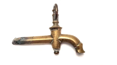 ANCIEN ROBINET ANTIQUE SORTIE SABOT BRONZE XVIII  CAVE FONTAINE CHATEAU - Photo 1/4