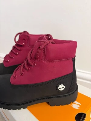 New Timberland Girls Juniors Courma Mid Lace Up Boots Black Pink UK 2.5 RRP £100 - Image 1 of 4