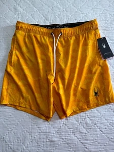 Spyder Mens Swim Trunk Shorts Yellow Quick Dry Lightweight Stretch Size XL NWT - Picture 1 of 8