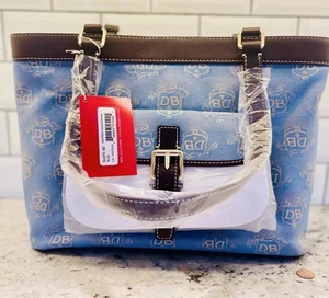 new Dooney & Bourke Blue Monogram Large Tote Handbag with Coin Purse MSRP $349 - Picture 1 of 11