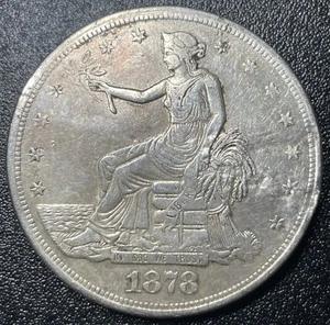 Moneda de plata de Estados Unidos 1878-S dólar comercial $1 en estado bastante bueno detalles dañados - Imagen 1 de 3