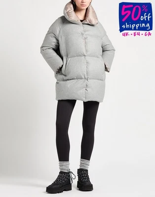 RRP€675 ACCUA By PSR Down Puffer IT42 US6 UK10 M Grey High Neck Padded - Image 1 of 4