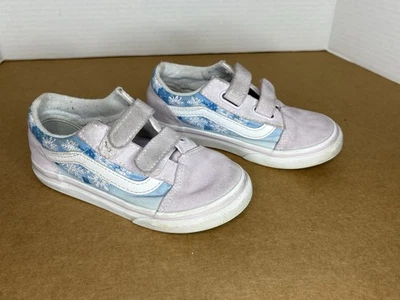Zapatillas Vans Talla 10 Niños Copos de Nieve Azul Frozen Usadas Gamuza Correa Cierre Foto 1 de 4