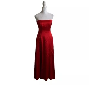 Maxi abito di design Oscar De La Renta Y2K abito rosso senza spalline ballo formale US 2 - Foto 1 di 16