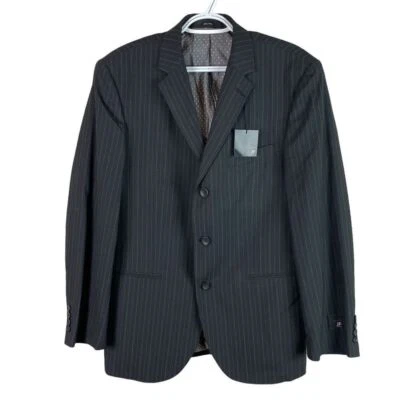 NEW J. Ferrar Modern Fit Pin Stripe Blazer Jacket Mens 40R Black 3 Button - Image 1 of 4