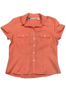 Richard Malcolm Irish Short Sleeve Button Up Shirt Sz M Pearl Button 100% Linen - Picture 1 of 13