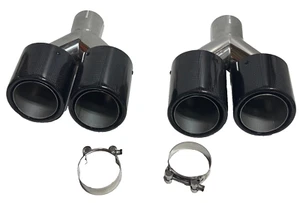 Wet Carbon Fiber Gloss Black Steel Quad Exhaust Tips for FOR BMW G20 G22 G29 G30 - Picture 1 of 8